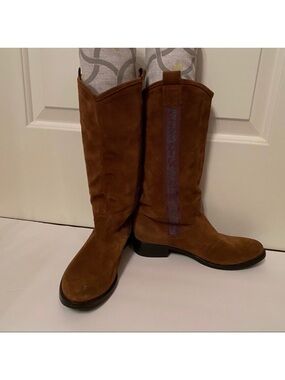 MARTA ITALY SHOES BOOTS HEELS BROWN SUEDE LEATHER Size 38 7.5